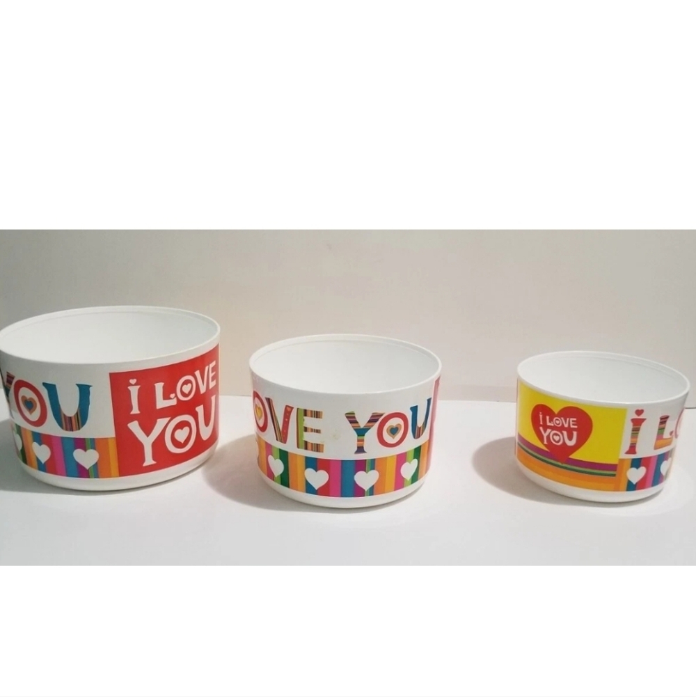 TUPPERWARE I Love You Storage Containers Bowls MISSING LIDS Rainbow